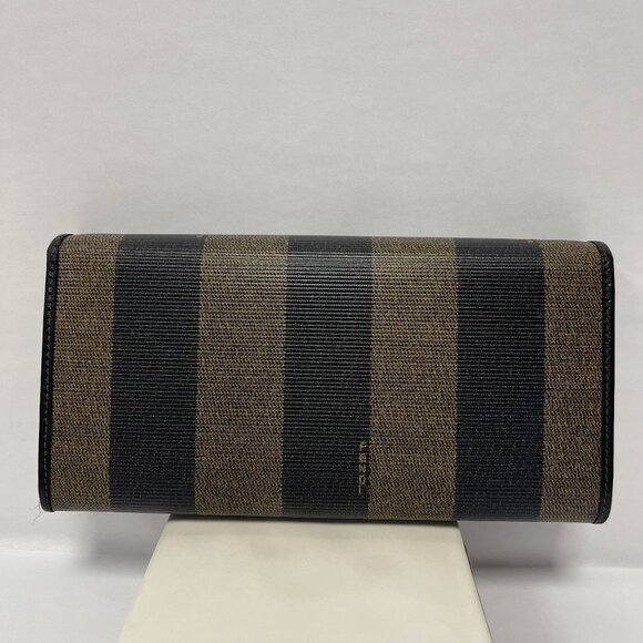 Fendi Vintage Pequin Striped Flap Wallet - Pecan - Preowned - Picture 2 of 14
